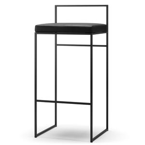Baarituoli Selkänojalla 90 cm Musta/musta Nahka