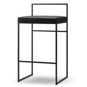 Baarituoli Selkänojalla 80 cm Musta/musta Nahka
