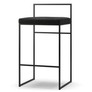 Baarituoli Selkänojalla 80 cm Musta/musta Sametti