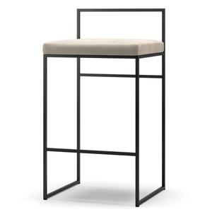 Baarituoli Selkänojalla 80 cm Musta/beige Sametti