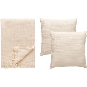Decotique Crinkle-tyynynpäällinen ja -ruutusetti beige