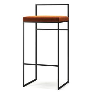 Baarituoli Selkänojalla 90 cm Musta/kuparinhohtoinen Velour