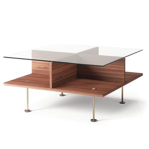 Decotique Vogue -sohvapöytä 70x70 pähkinäpuu/messinki