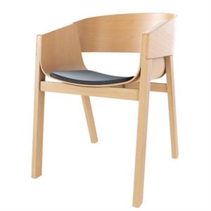 TON Merano -nojatuoli Istuimella, Nahkaa, Prescott, Musta/luonnonvärinen