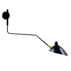 Serge Mouille Applique 1 Wall Lamp Black & Brass m. Curved