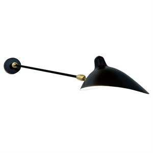 Serge Mouille Applique 1 Wall Lamp Black & Brass w. Rotation
