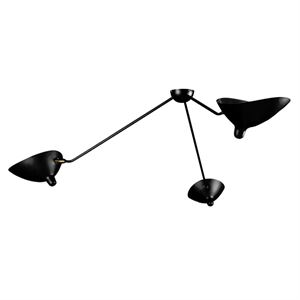 Serge Mouille Plafonnier Araignée 3 Ceiling Lamp Black & Brass Fixated