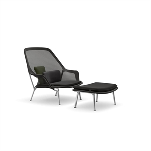 Vitra Slow Chair & Ottoman Tricot/ Black/ Polished