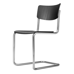 Thonet S 43 ST Ruokailutuoli Kromi/mustaksi petsattu pyökkipuu