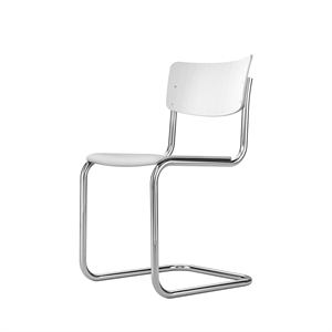 Thonet S 43 Cantilever ruokatuoli Kromi/valkoinen lasitettu pyökki