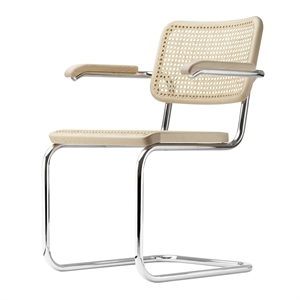 Thonet S 64 V ulokeruokailutuoli käsinojalla kromi/pyökki