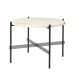 GUBI TS Coffee Table Round Ø55 Black/ White Travertine