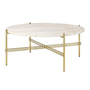 GUBI TS Coffee Table Round Ø80 Brass/ White Travertine