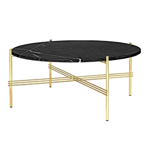 GUBI TS Coffee Table Round Ø80 Brass/ Black Marquina Marble