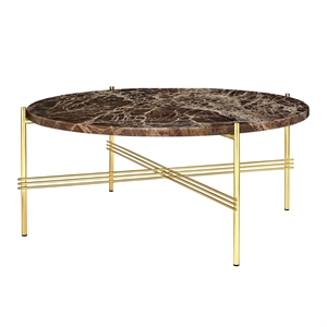 GUBI TS Coffee Table Round Ø80 Brass/ Brown Emperador Marble