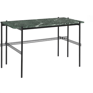 GUBI TS Desk 120 x 60 cm w. Black Base and Green Guatemala Marble Top