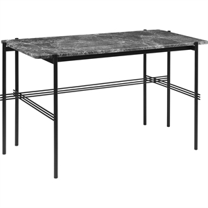 GUBI TS Desk 120 x 60 cm with Black Base and Gray Emperador Marble Top