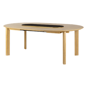Umage Comfort Circle Smooth -ruokapöytä Jatkopalalla, Tammi/musta/messinki