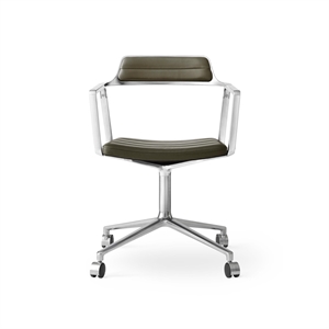 Vipp 452 Swivel Chair with Wheels Aluminum/ Bosco Green