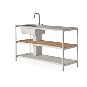 Vipp 742 -avokeittiömoduuli, Suuri, Tiskiallas, Alumiini/tiikki