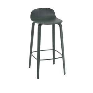 Muuto Visu Bar Stool w. Wood Base Dark Green H88.5