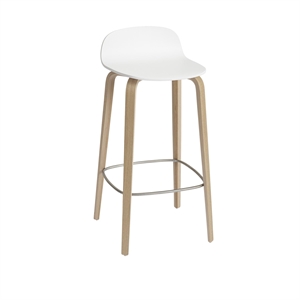 Muuto Visu Bar Stool w. Wood Base White/ Oak H88.5