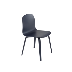 Muuto Visu ruokatuoli puisella pohjalla Midnight Blue