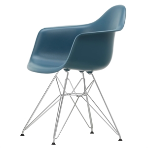 Vitra Eames Plastic DAR Dining Chair RE Sea Blue/ Chrome