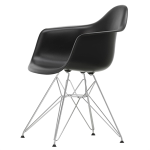 Vitra Eames muovinen DAR-ruokailutuoli RE Deep Black/chrome